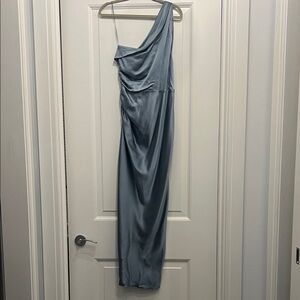 Elegant One Shoulder Blue Dress